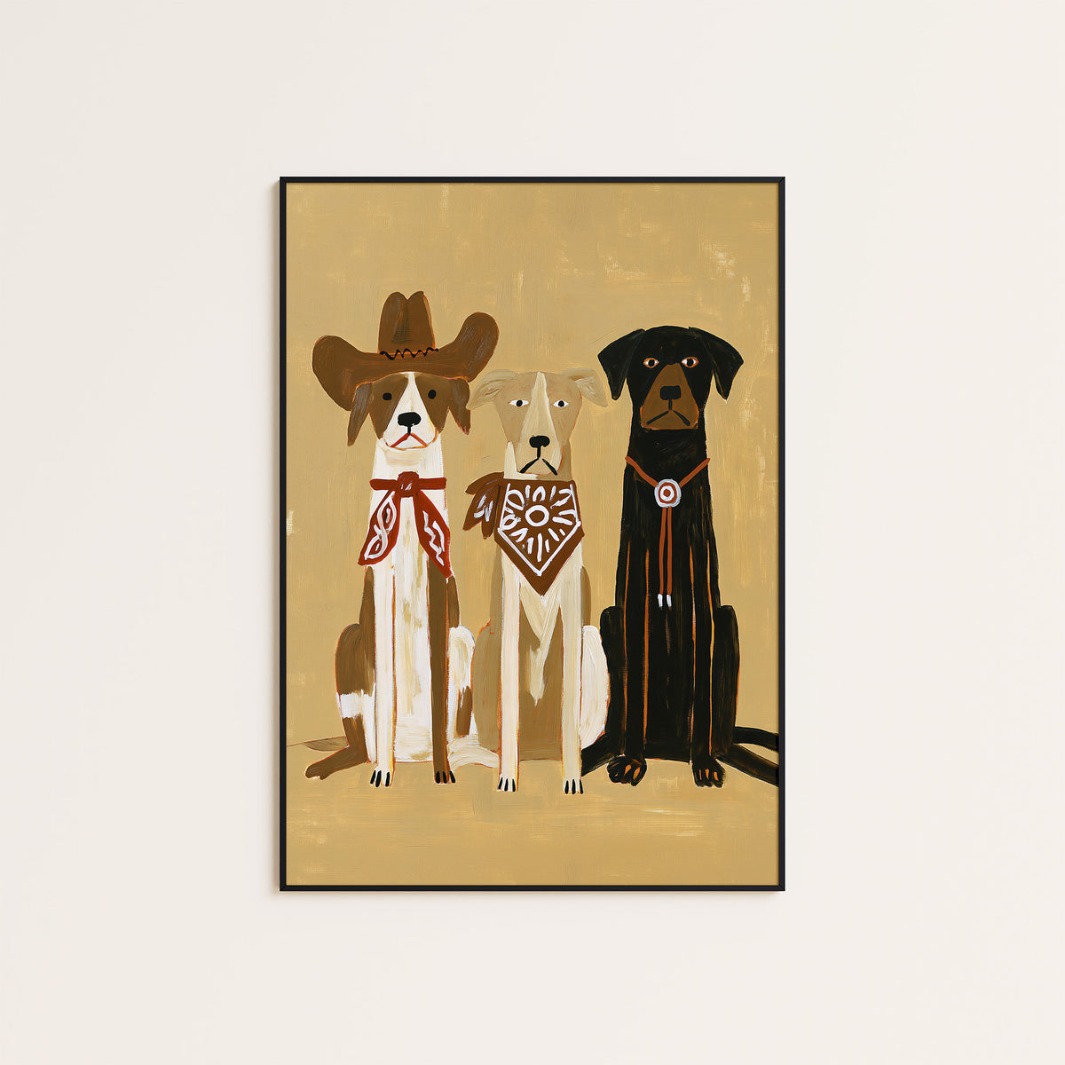 The Good Dog Posse - Western Trio Print - framed artwork overview