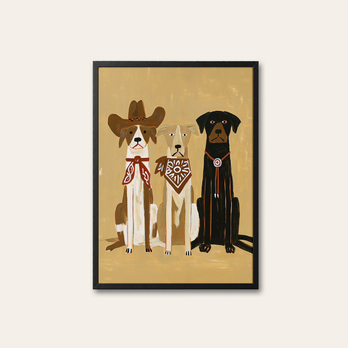 The Good Dog Posse - Western Trio Print - black frame