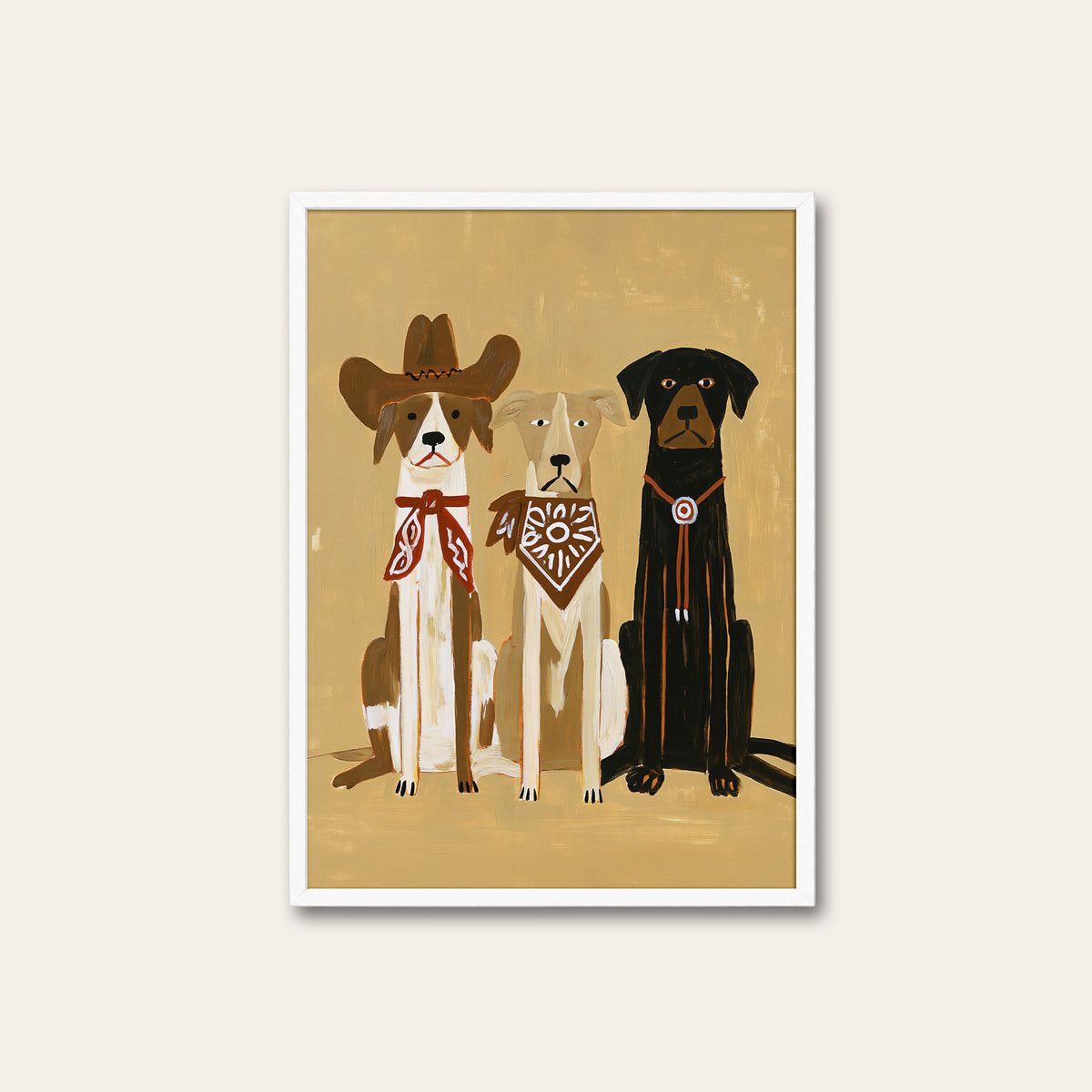 The Good Dog Posse - Western Trio Print - white frame