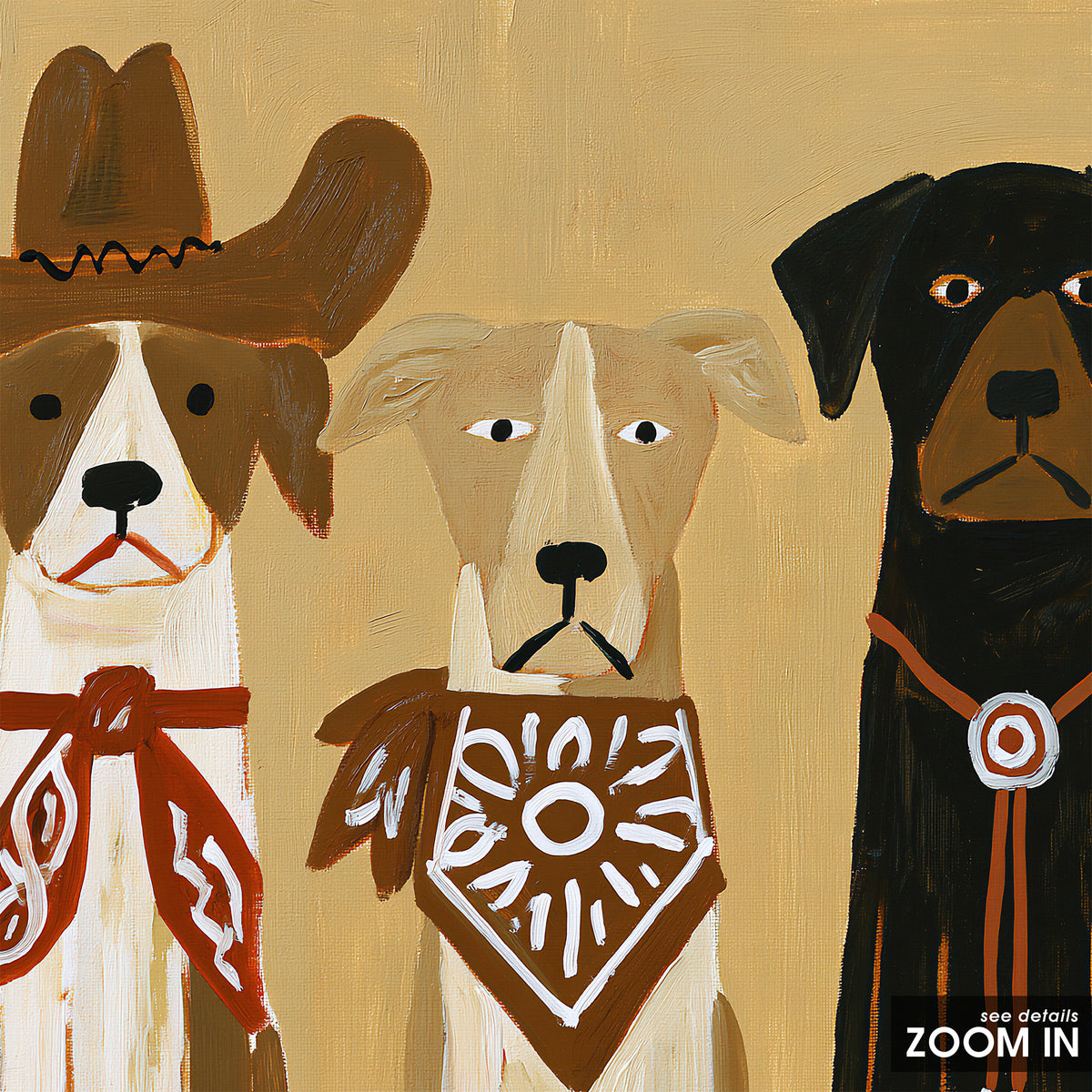 The Good Dog Posse - Western Trio Print - artwork detail