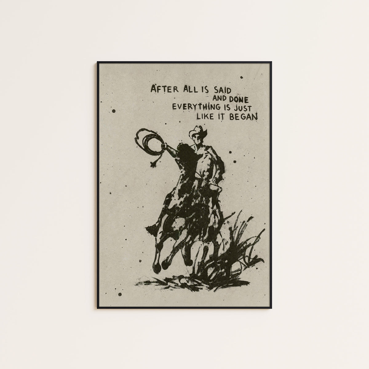 After All Is Said western print displayed in a slim black frame