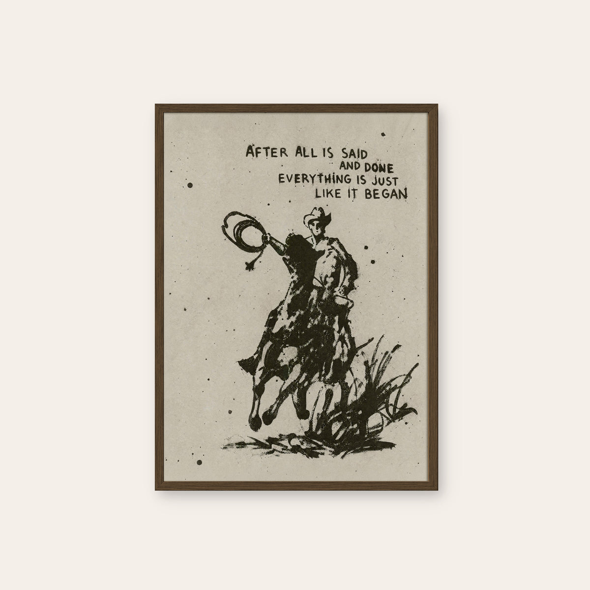 After All Is Said western print in a dark wood frame
