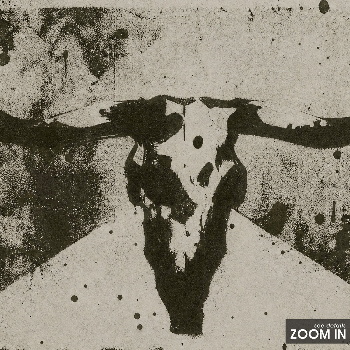 Cowboy Skull artwork, close-up of the printed details