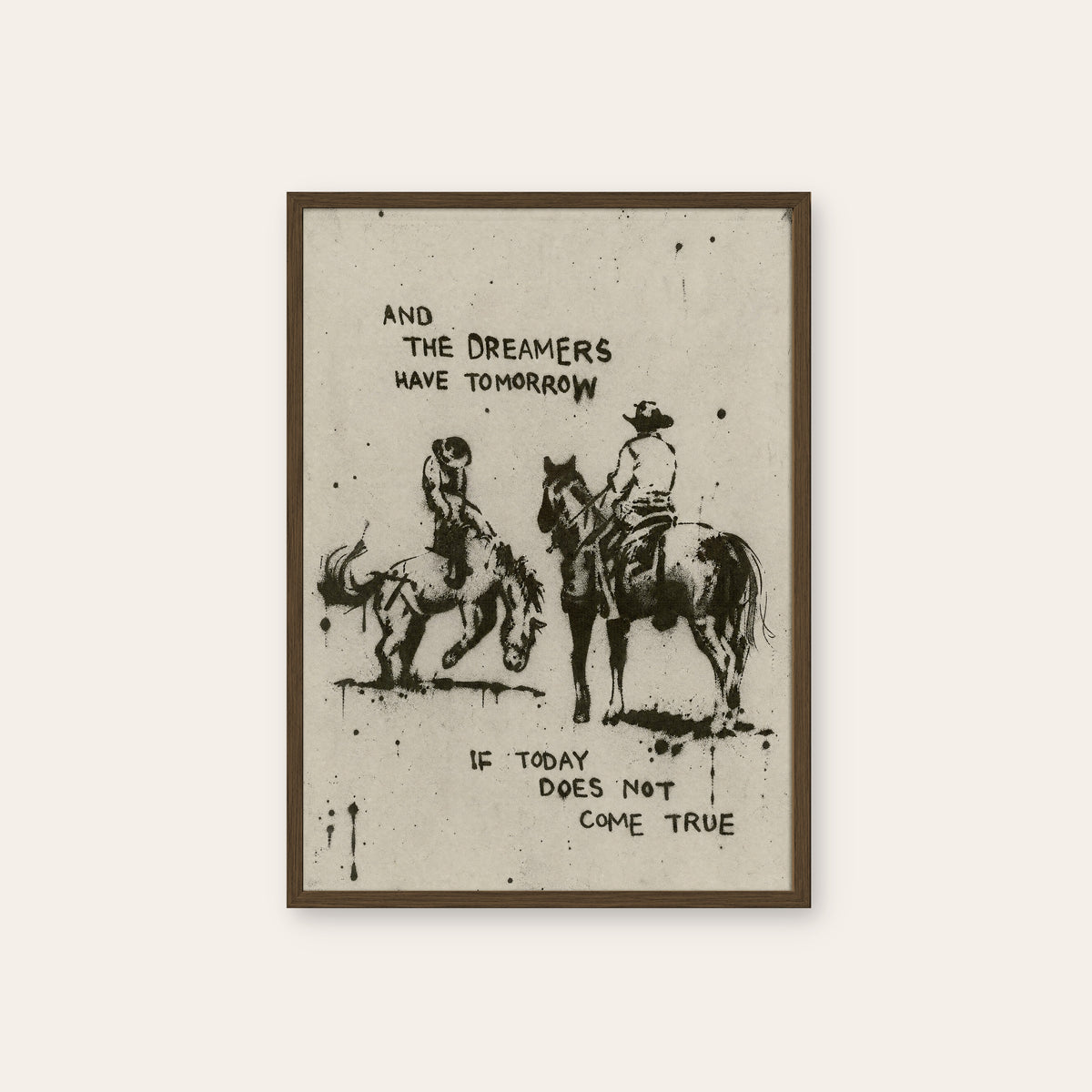 Dreamers Have Tomorrow western print in a dark wood frame
