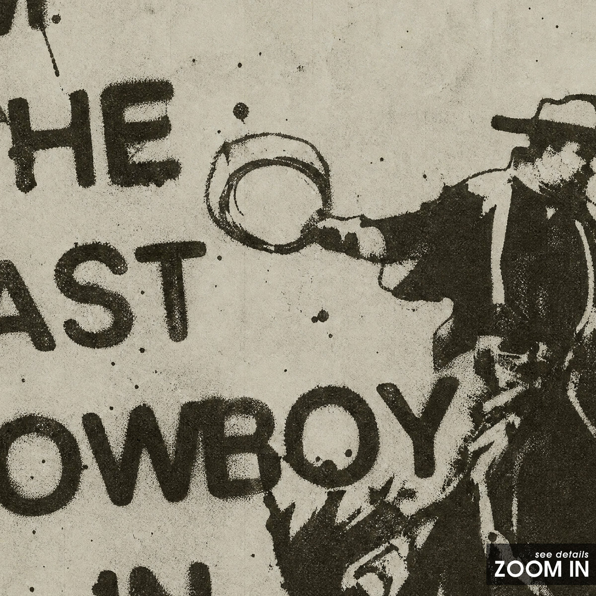 Last Cowboy in Town artwork, close-up of the printed details