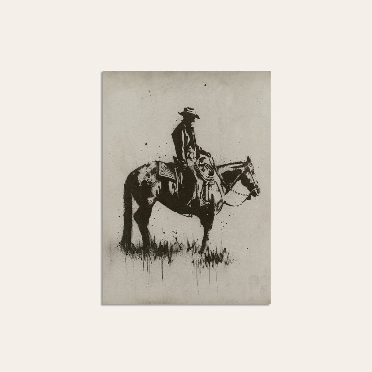 Lone Rider on the Range unframed western art print