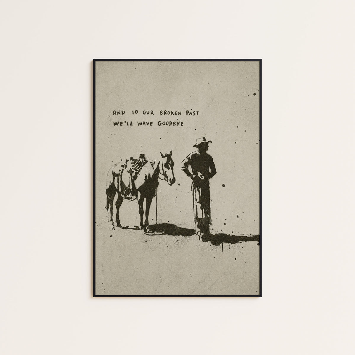 Goodbye to the Past western print displayed in a slim black frame