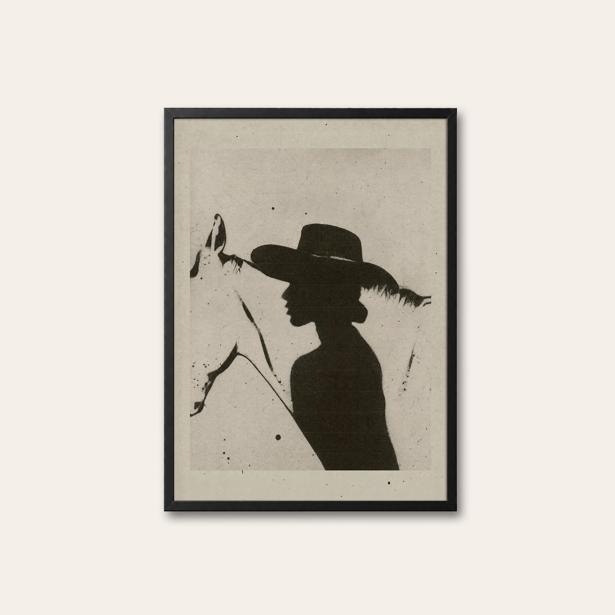 Cowgirl Silhouette western print in a black frame