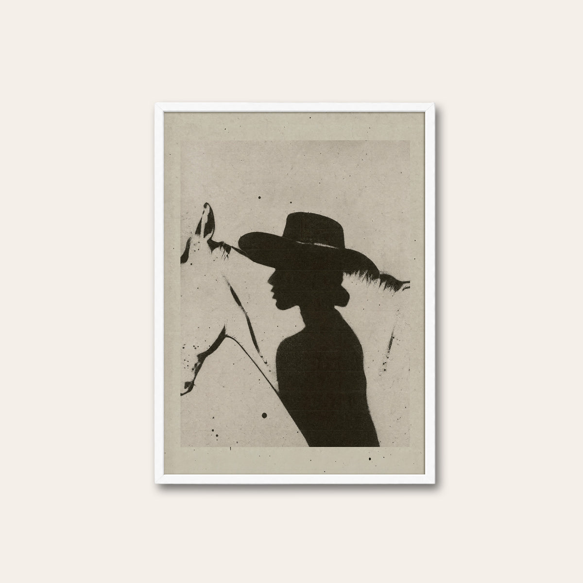 Cowgirl Silhouette western print in a white frame
