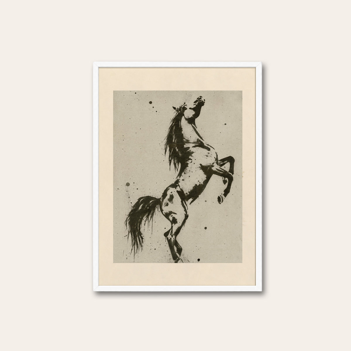 Rearing Horse Study western print in a white frame
