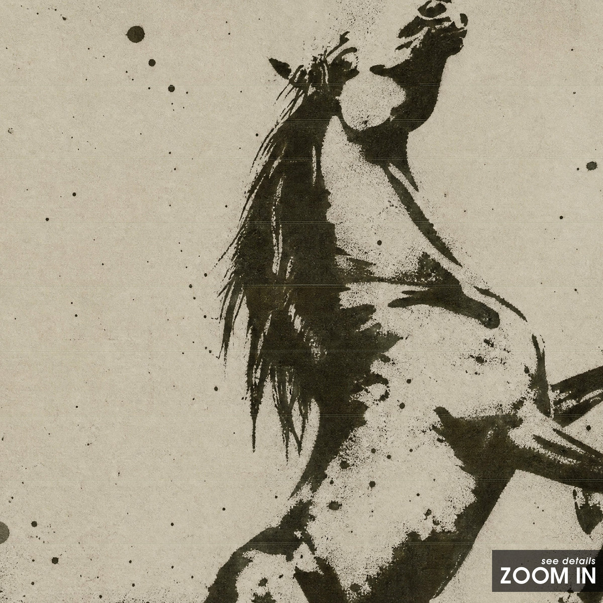 Rearing Horse Study artwork, close-up of the printed details