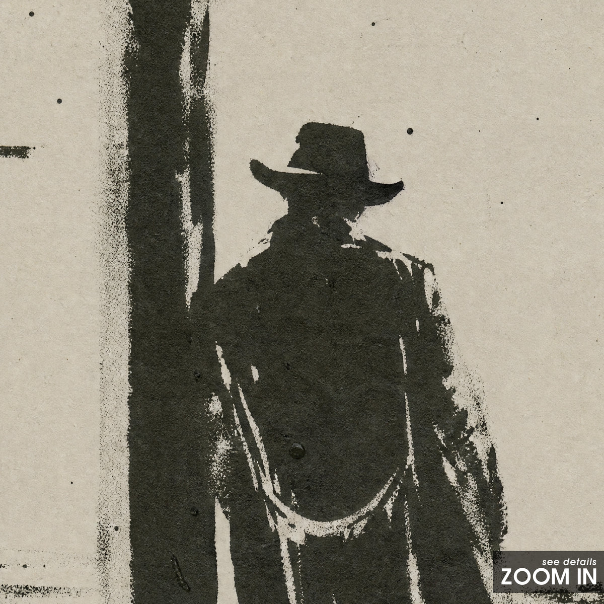 Waiting at the Post artwork, close-up of the printed details