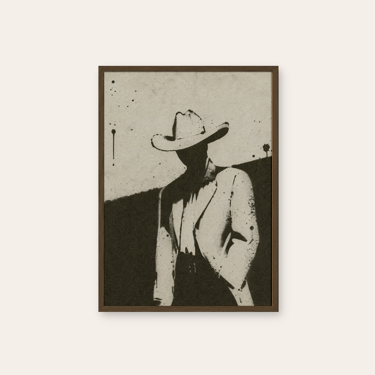 Shadow of the Cowboy western print in a dark wood frame