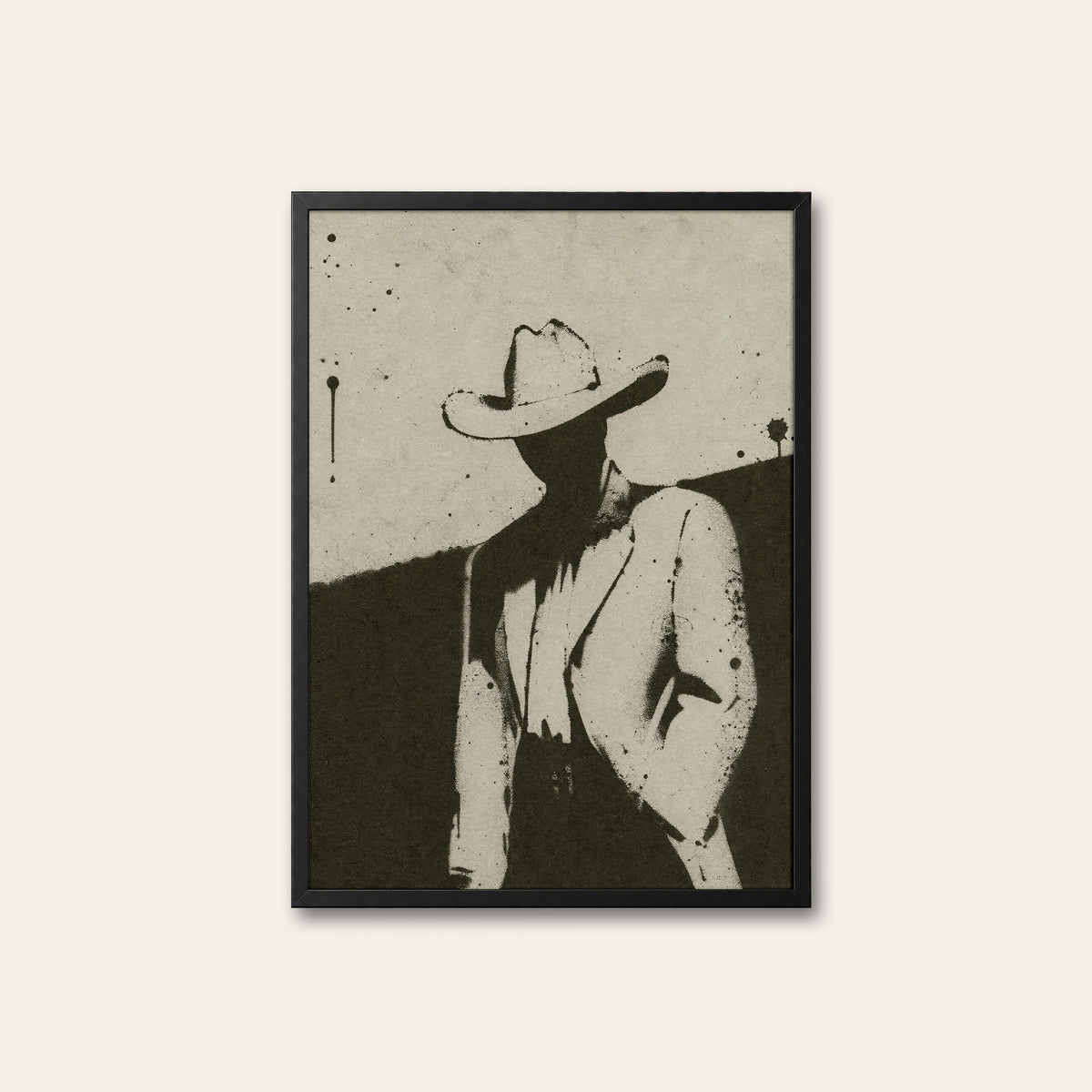 Shadow of the Cowboy western print in a black frame