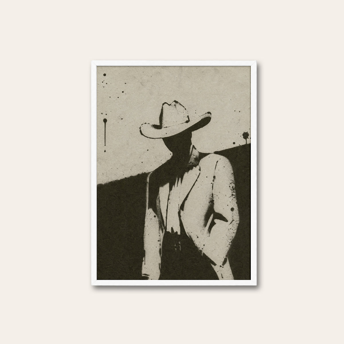 Shadow of the Cowboy western print in a white frame