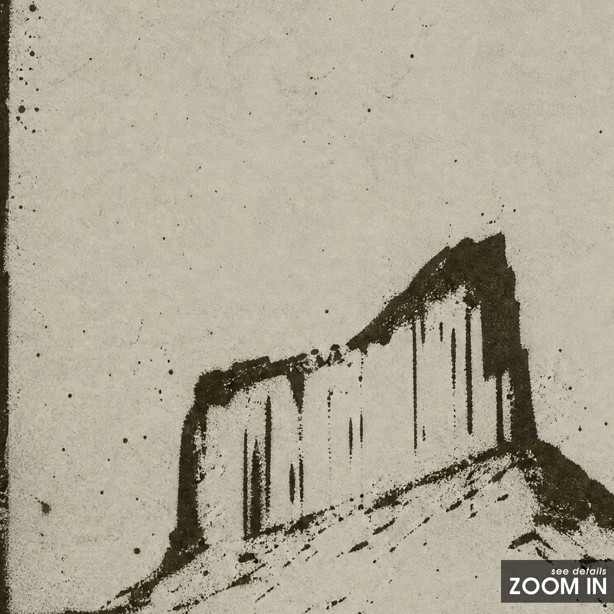 Rider in Monument Valley artwork, close-up of the printed details