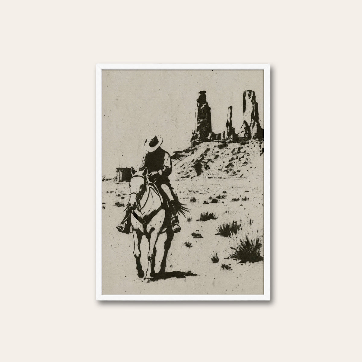 Into the Desert western print in a white frame