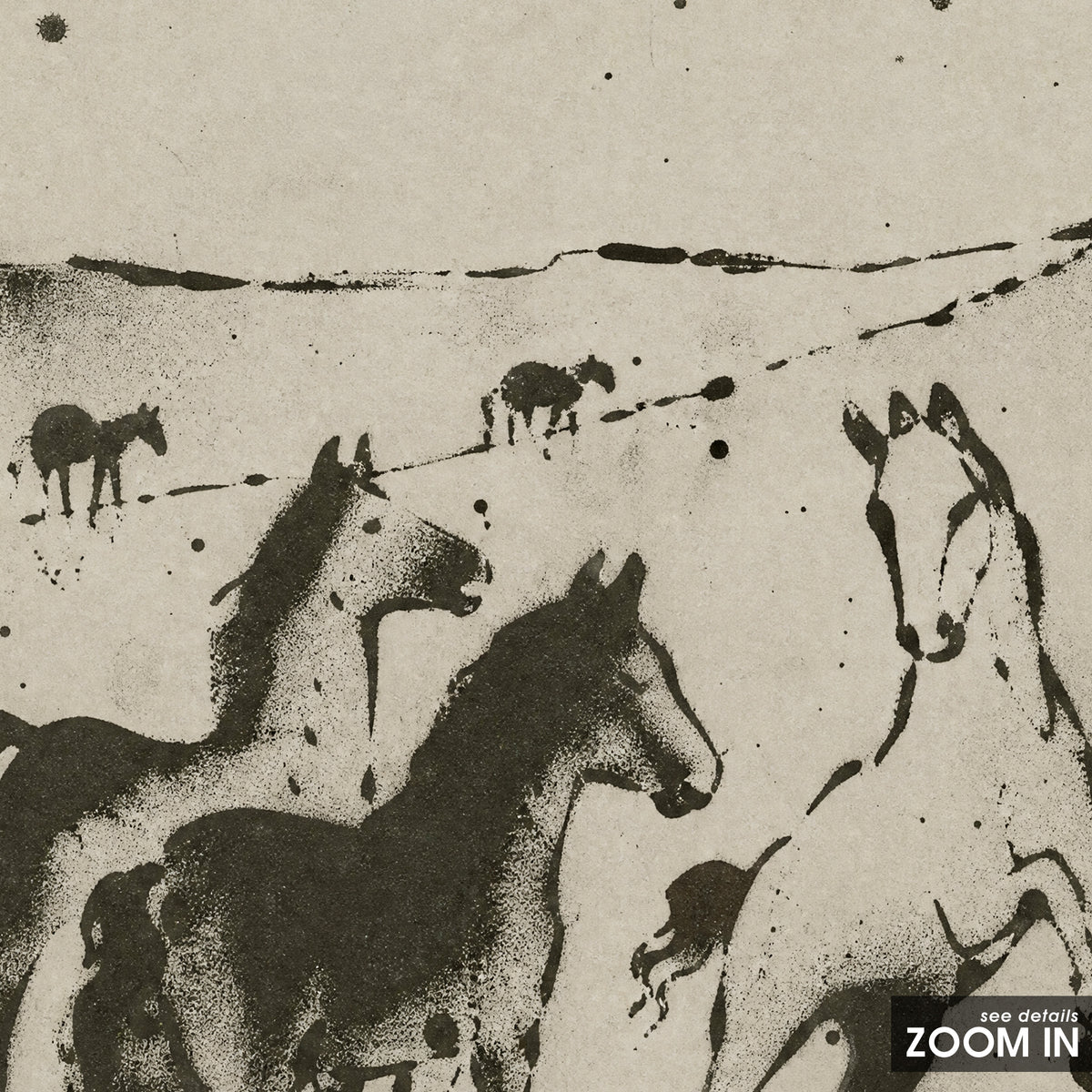Wild Horses on the Plain artwork, close-up of the printed details