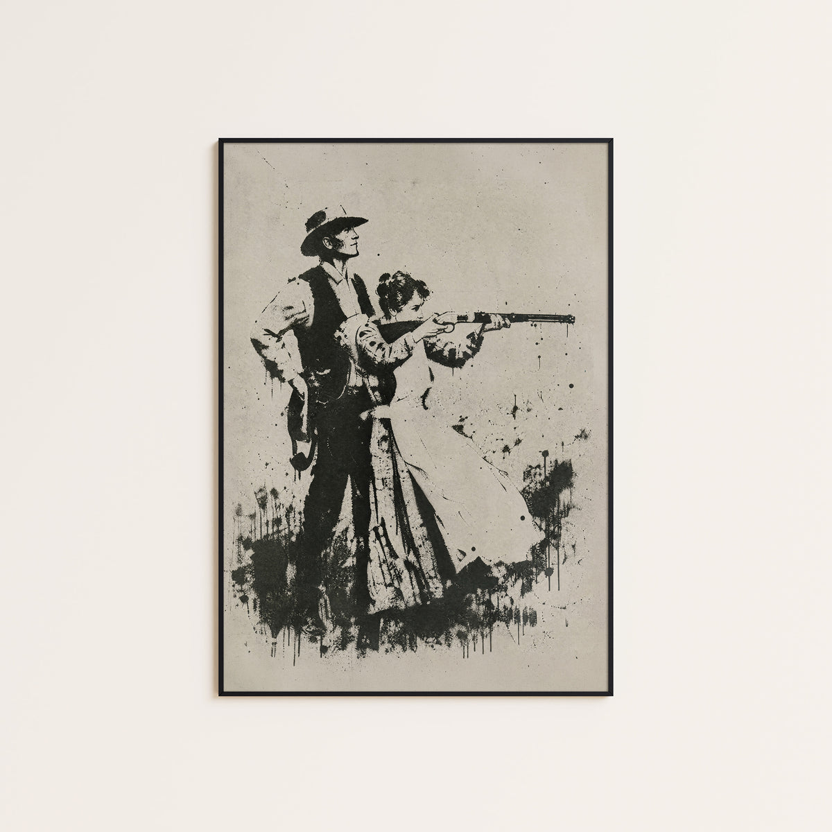 Range Partners western print displayed in a slim black frame