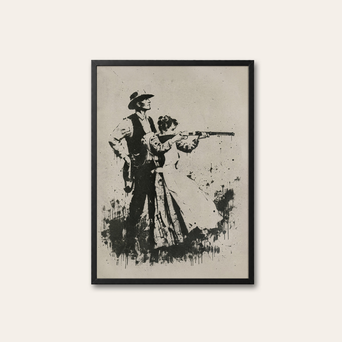 Range Partners western print in a black frame