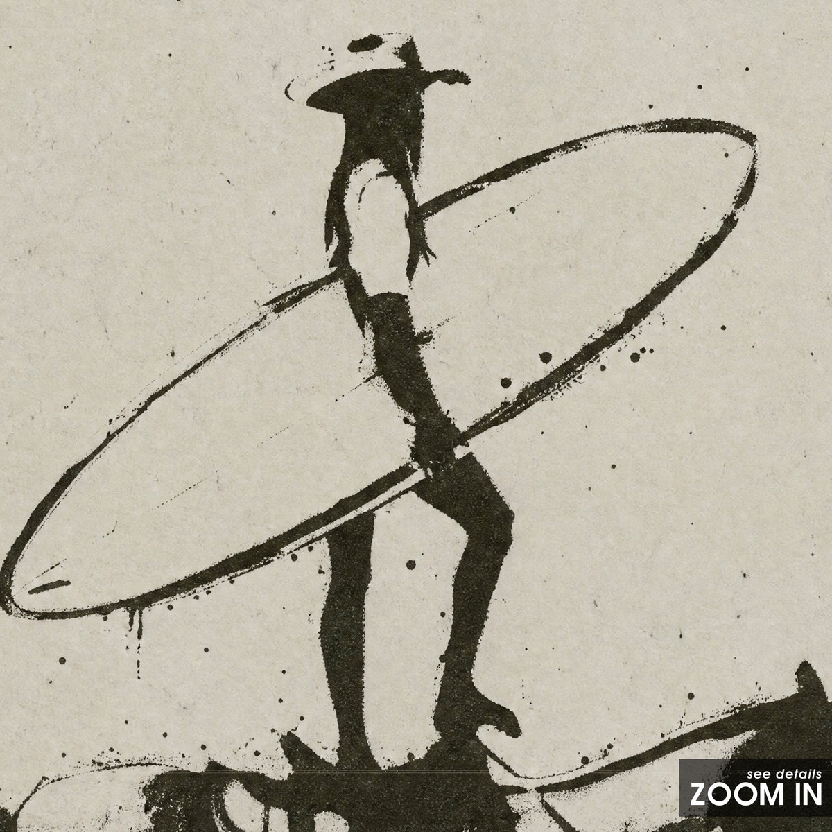 Cowboy Surf Rider artwork, close-up of the printed details