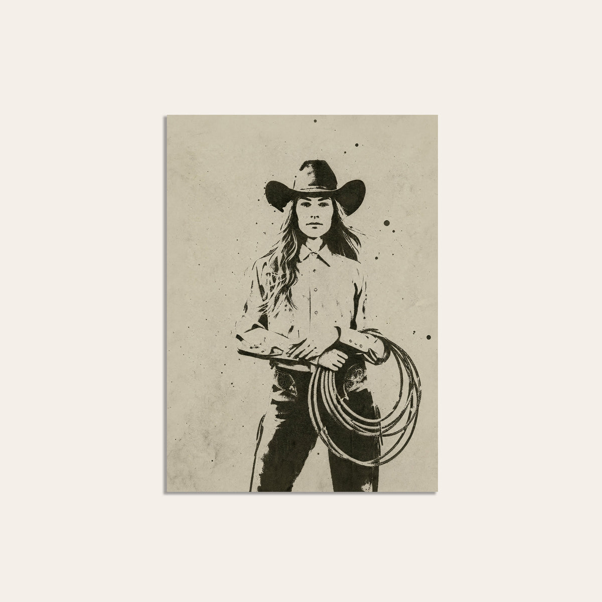 Cowgirl with Lasso unframed western art print