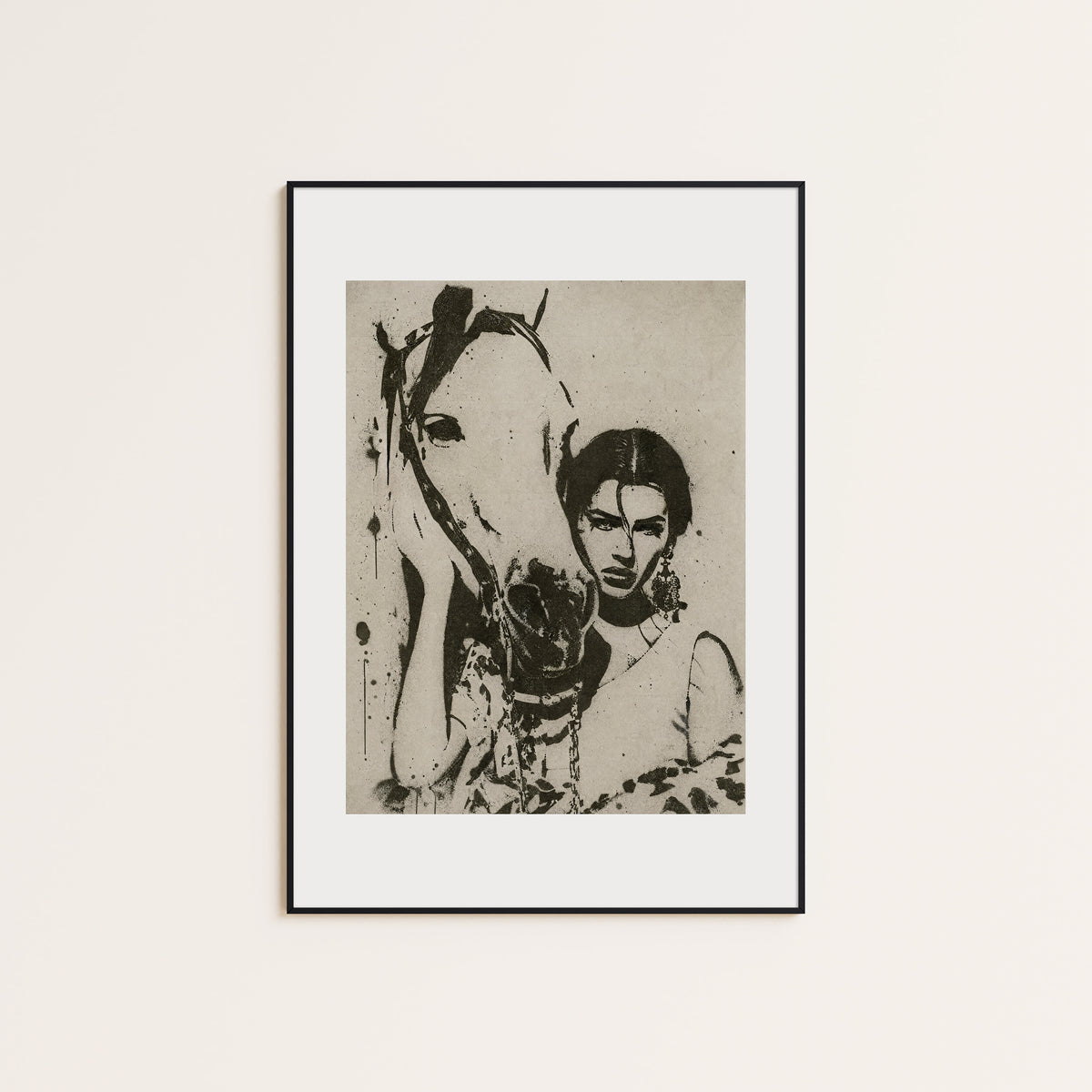 At the Horse Gate western print displayed in a slim black frame