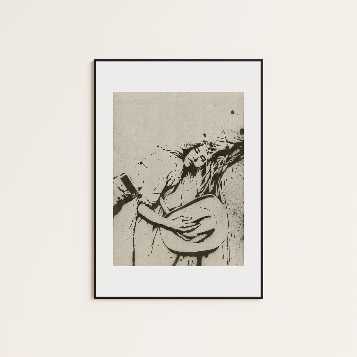 Resting on the Range western print displayed in a slim black frame