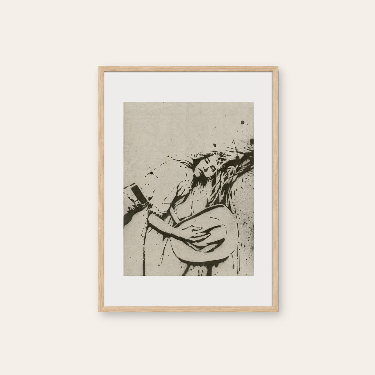 Resting on the Range western print in a natural wood frame