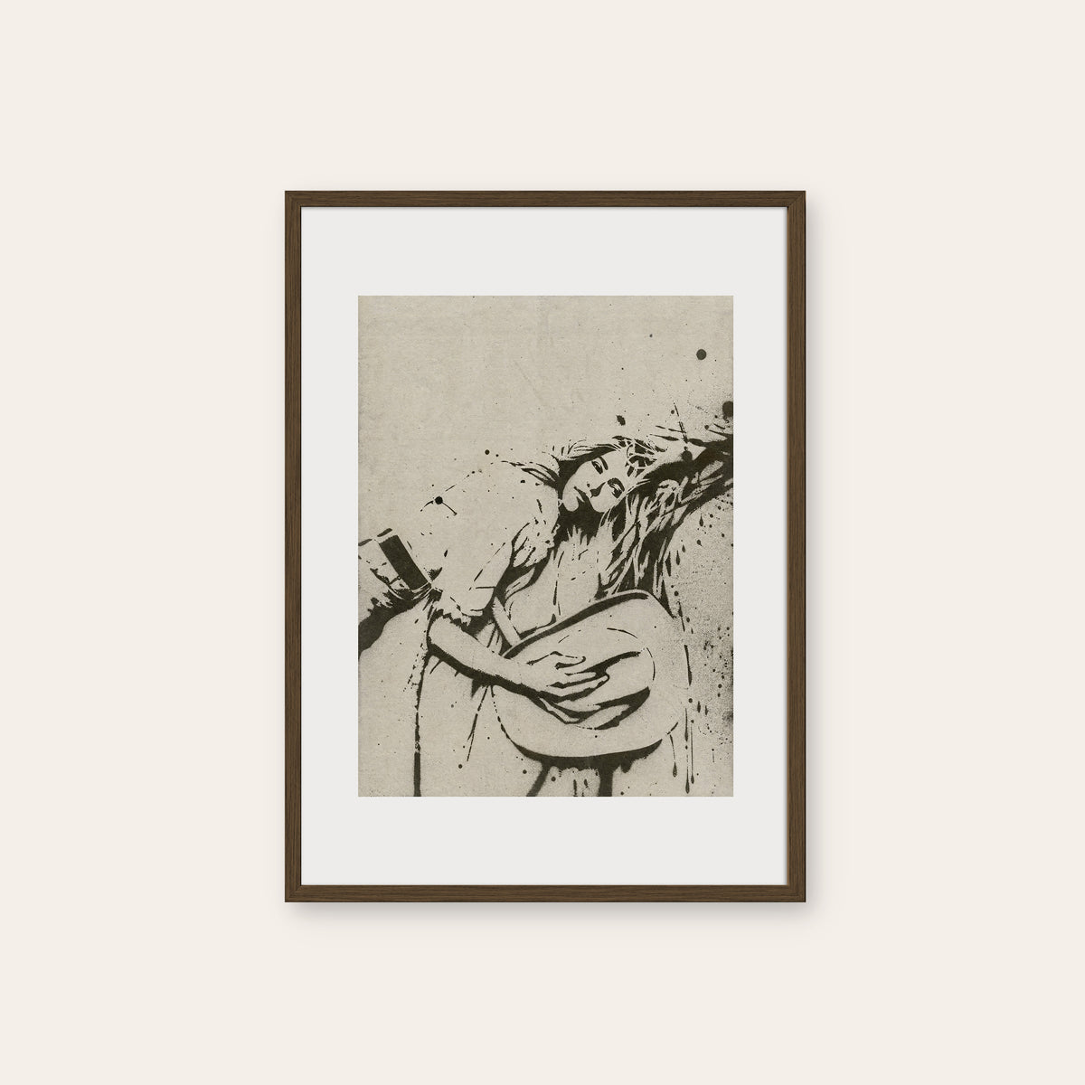 Resting on the Range western print in a dark wood frame