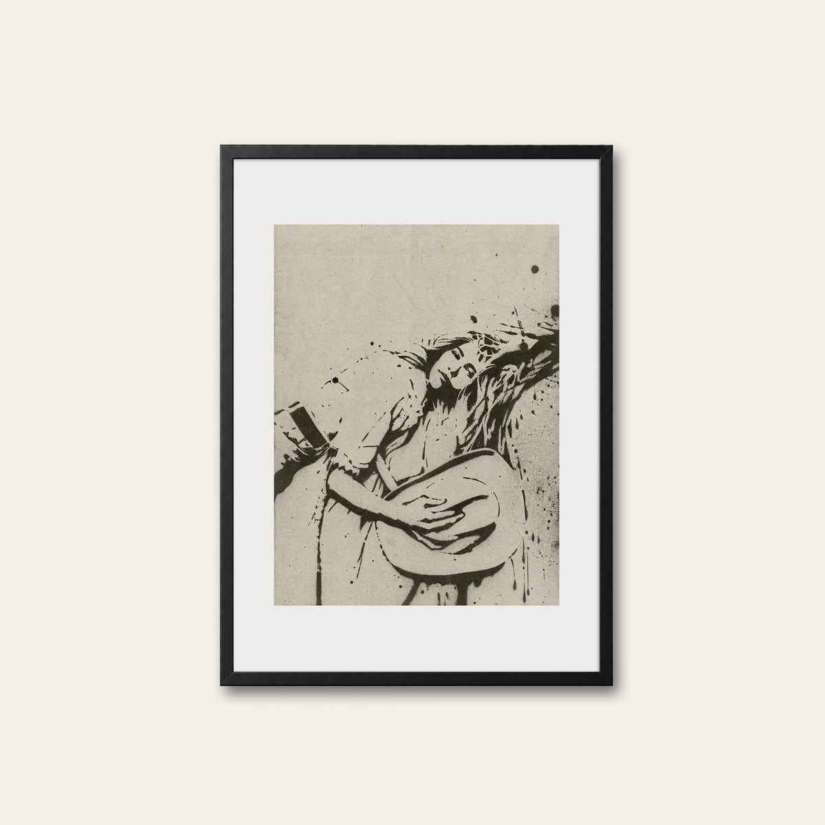 Resting on the Range western print in a black frame