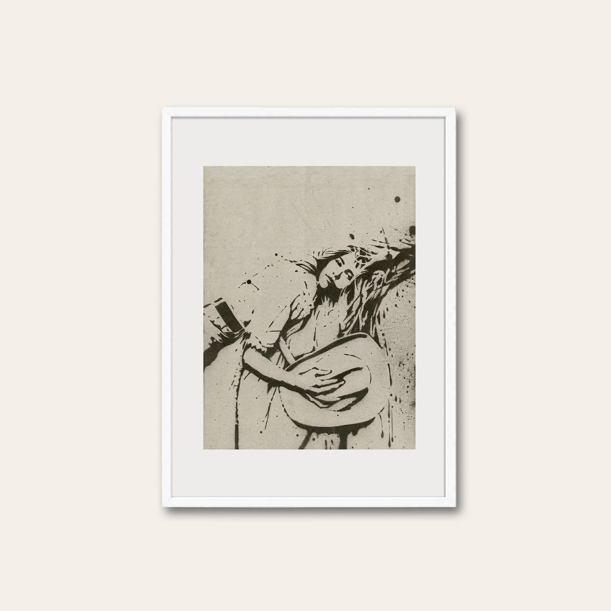 Resting on the Range western print in a white frame