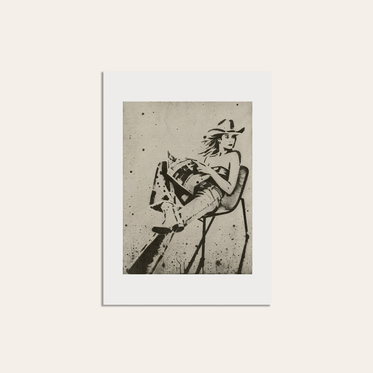 Seated Cowgirl unframed western art print