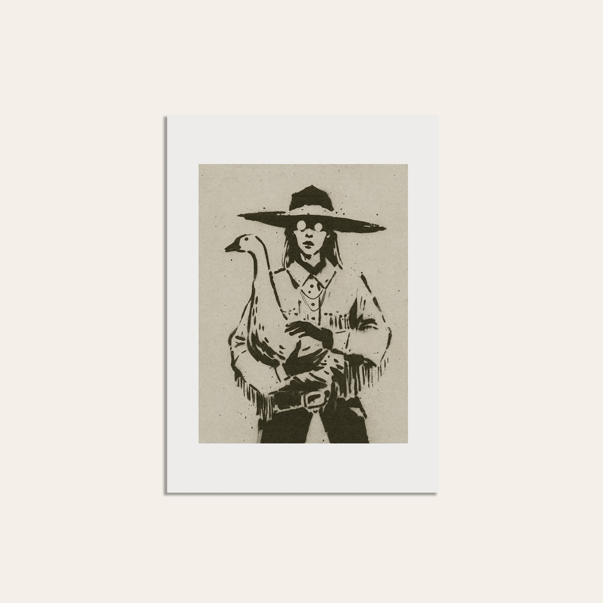 Cowgirl with Goose unframed western art print