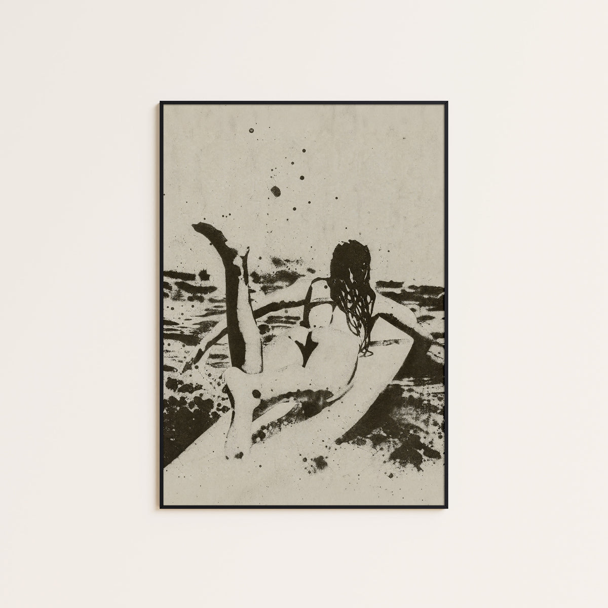 Seaside Figure Study western print displayed in a slim black frame