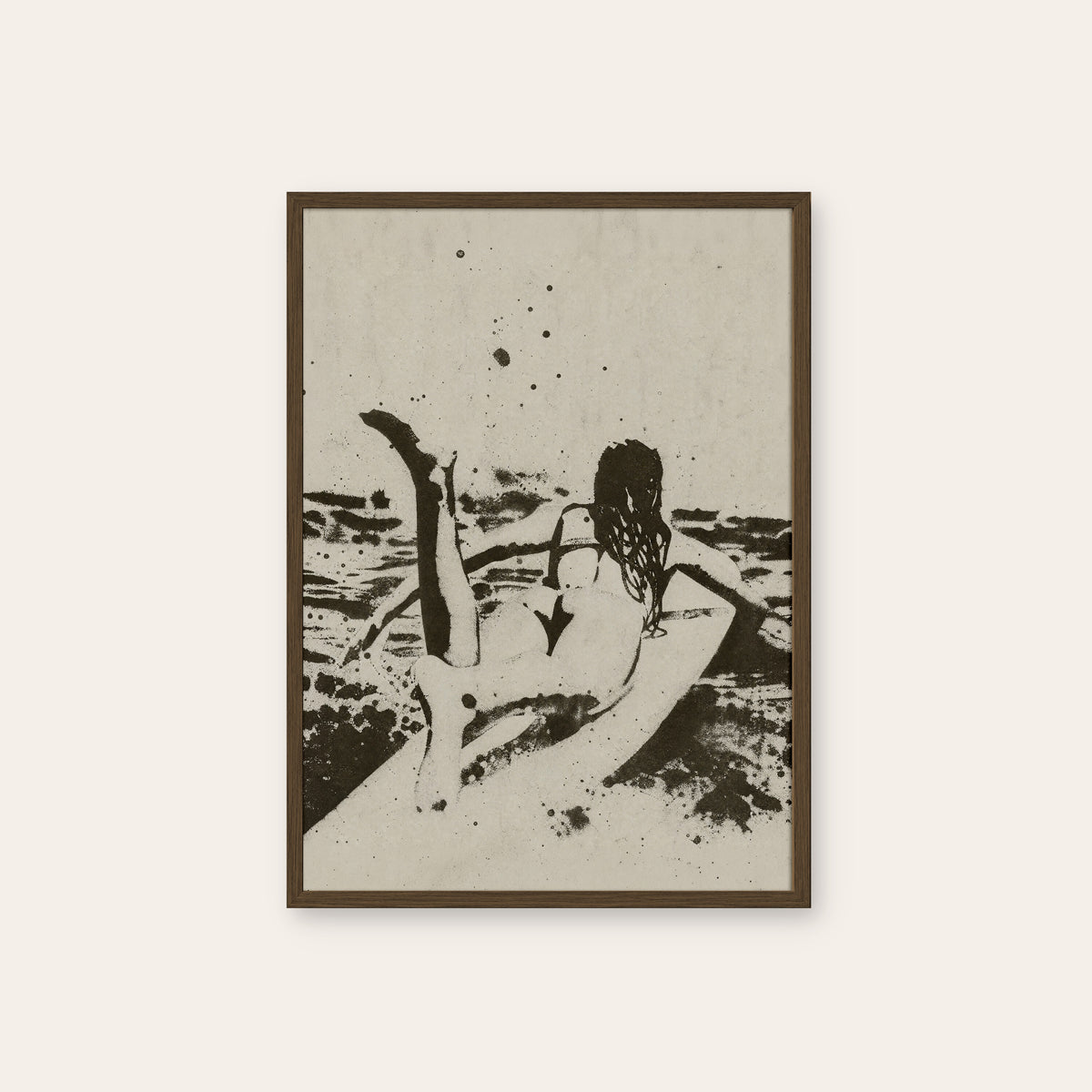 Seaside Figure Study western print in a dark wood frame