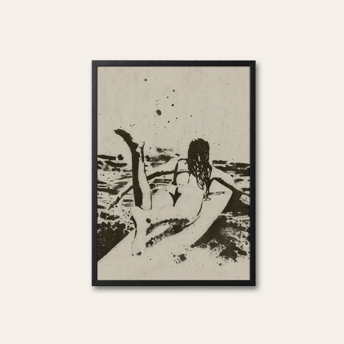 Seaside Figure Study western print in a black frame
