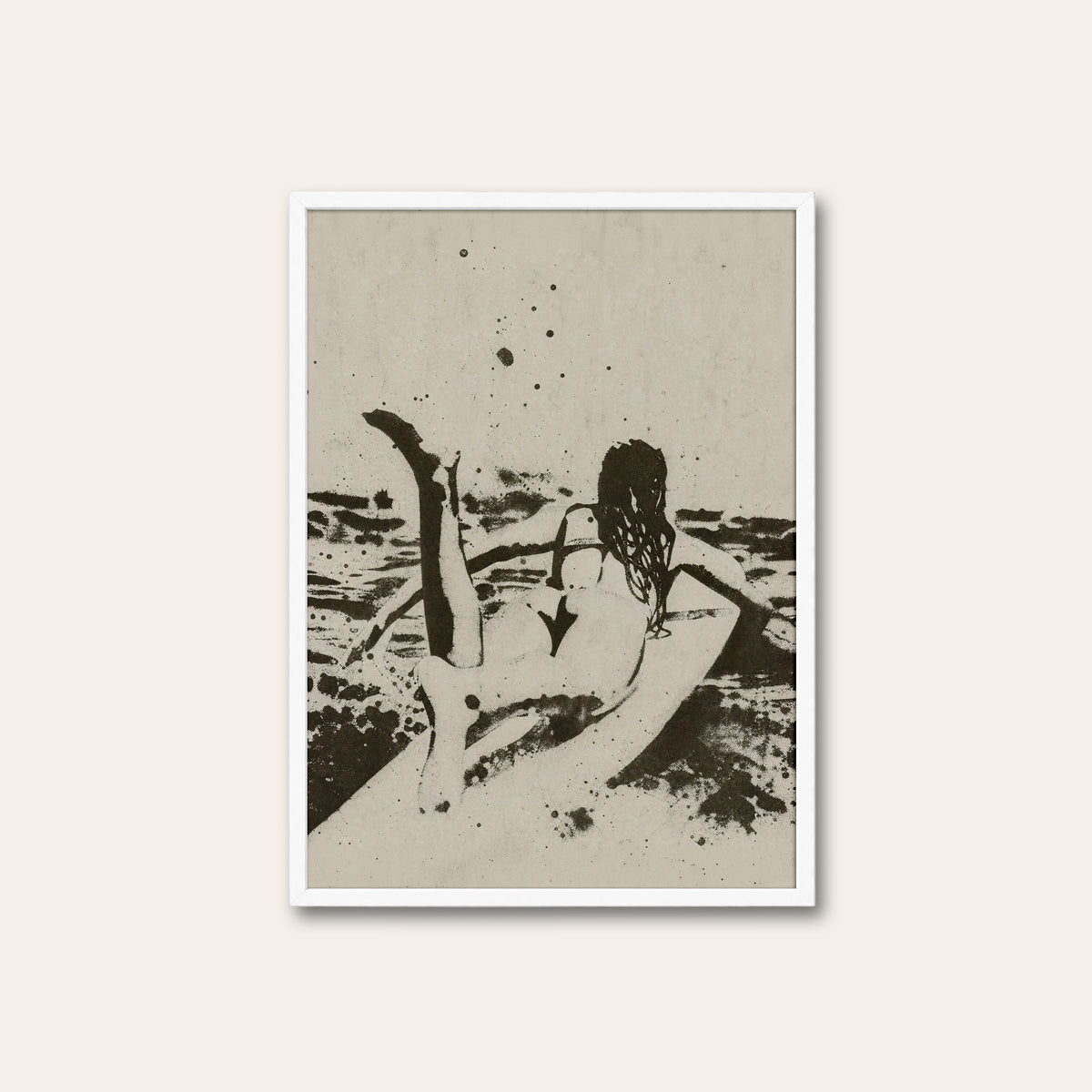 Seaside Figure Study western print in a white frame