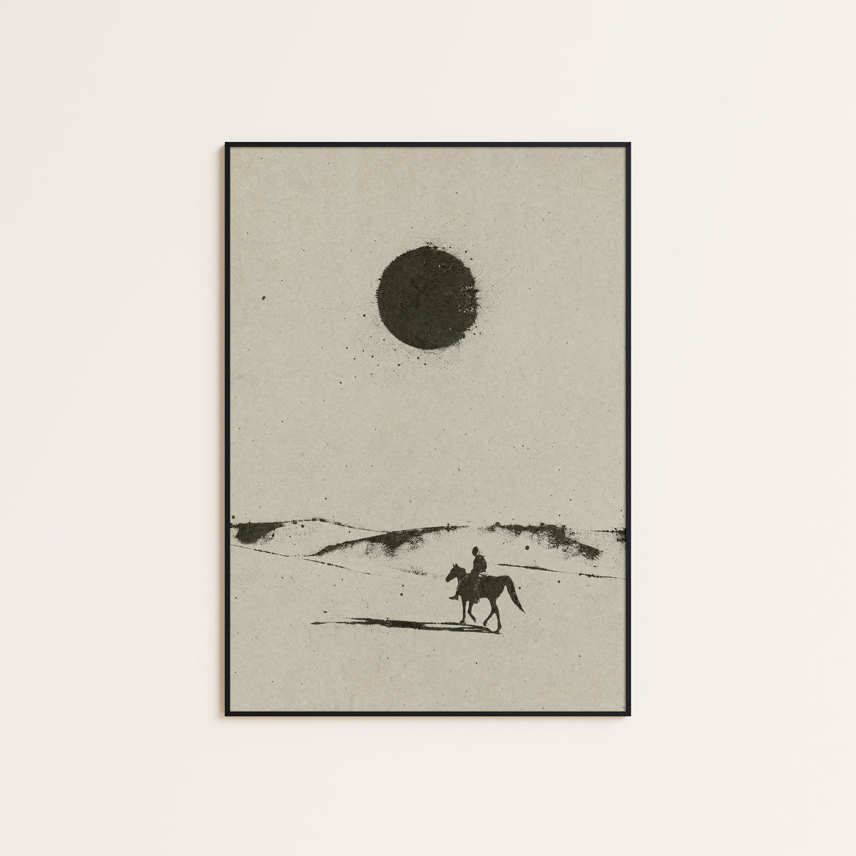 Desert Sun Rider western print displayed in a slim black frame