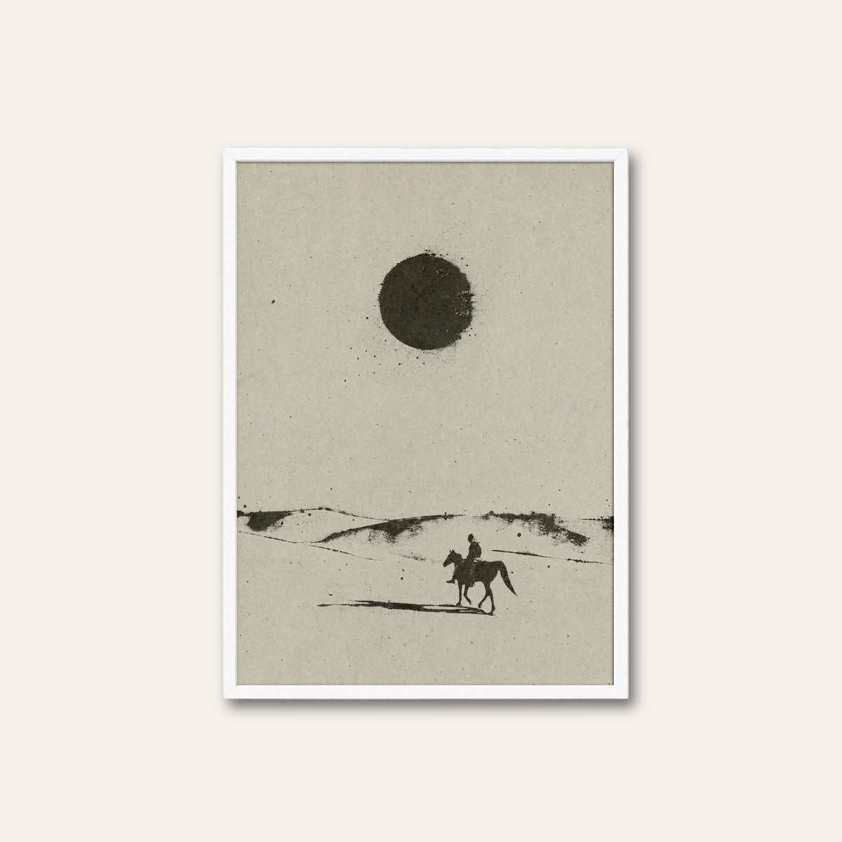 Desert Sun Rider western print in a white frame
