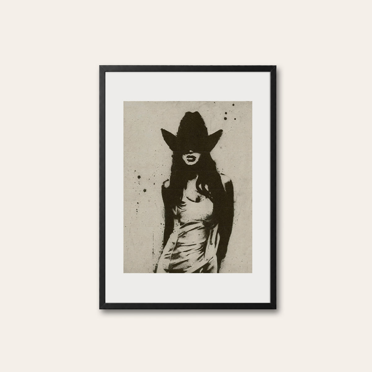 Under the Wide Brim western print in a black frame