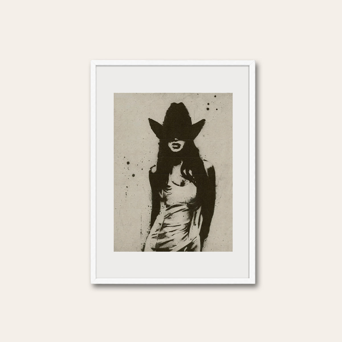 Under the Wide Brim western print in a white frame