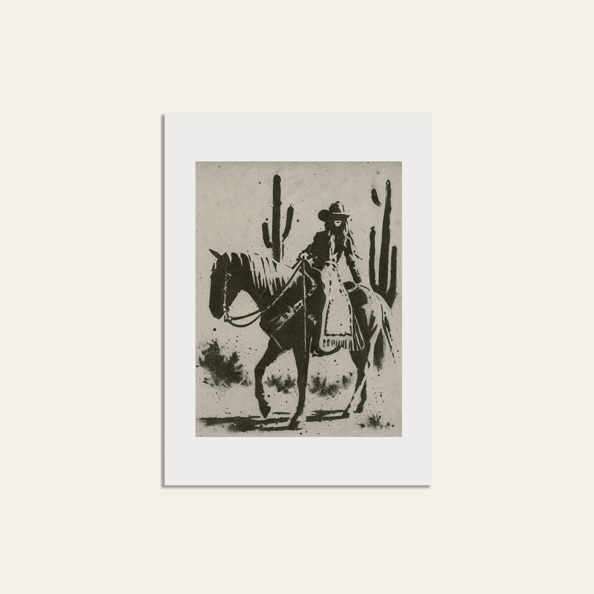 Cactus Trail Cowgirl unframed western art print