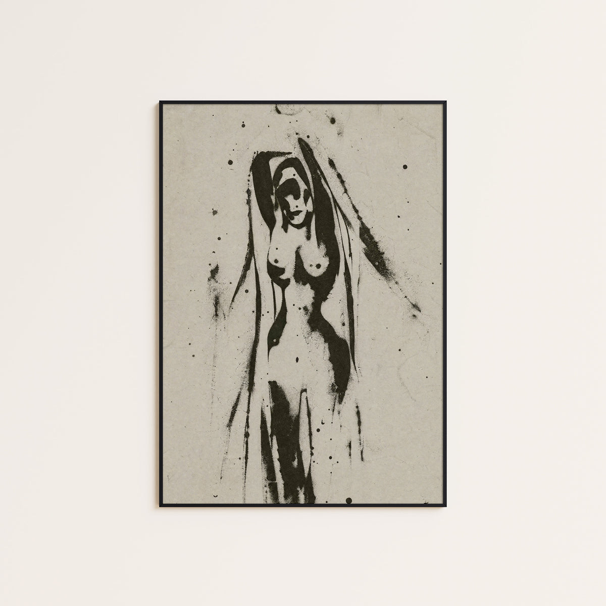 Western Figure Study western print displayed in a slim black frame