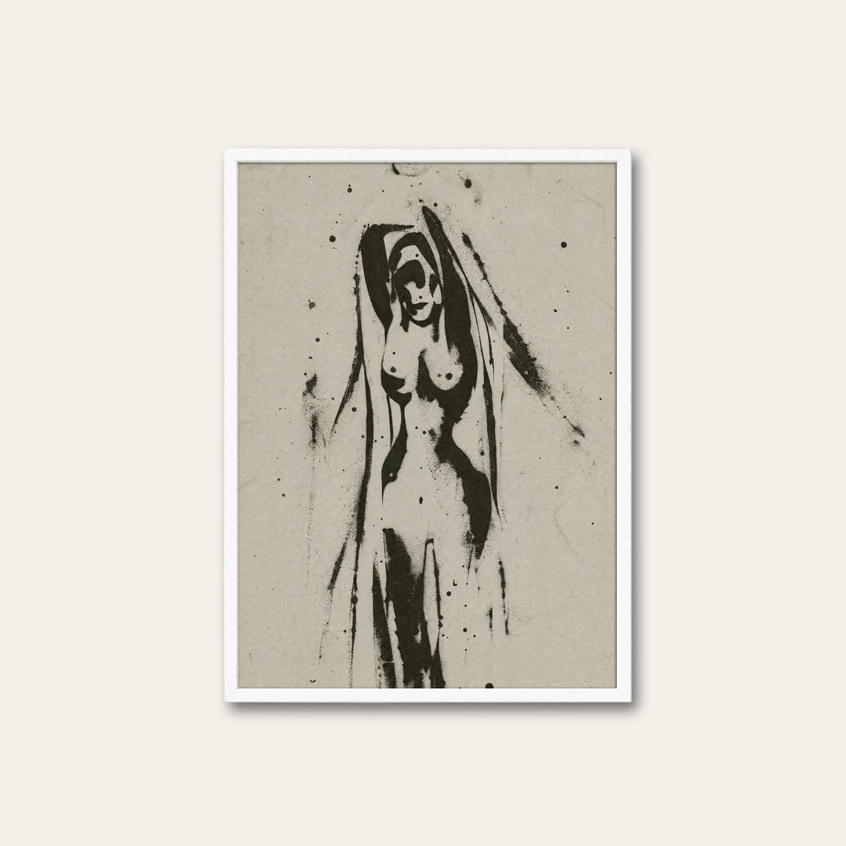 Western Figure Study western print in a white frame
