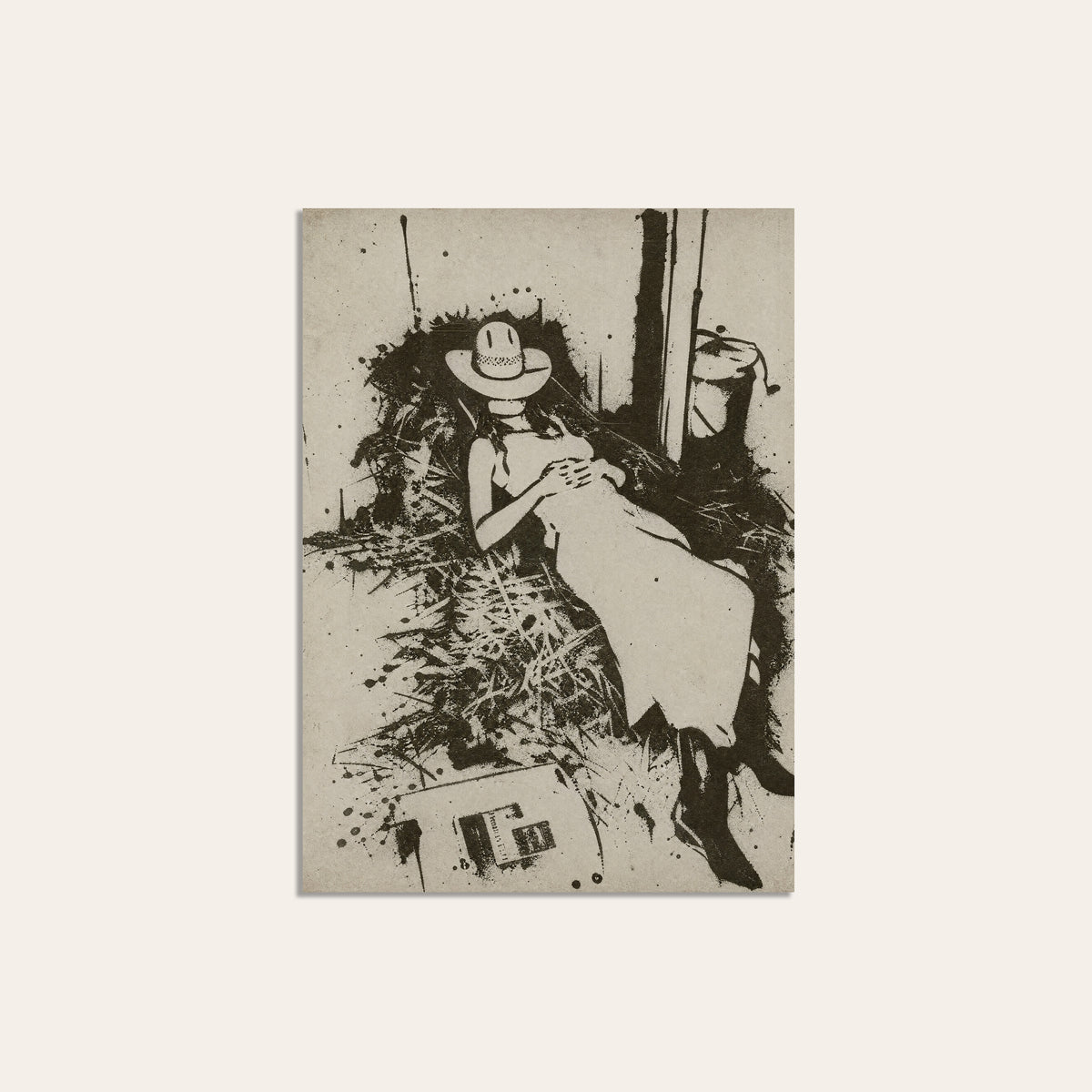 Hayloft Cowgirl unframed western art print