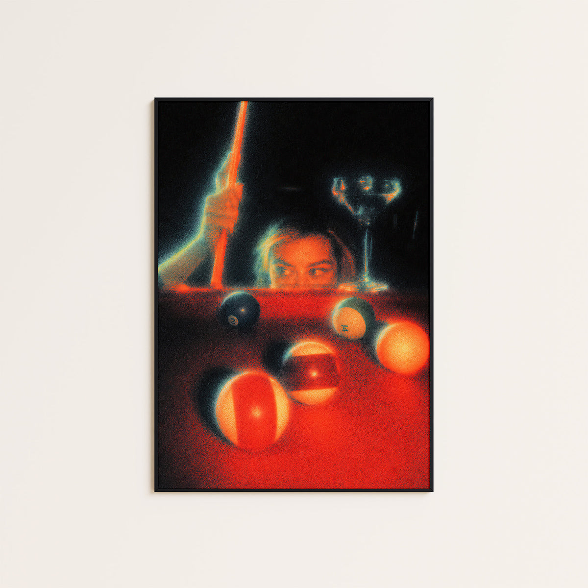 Next Shot - Neon Billiards Print - framed artwork overview