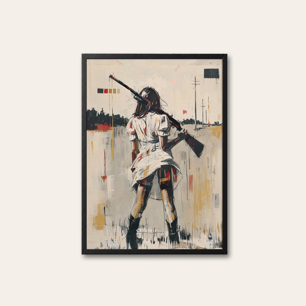 Rose and the Range western print in a black frame