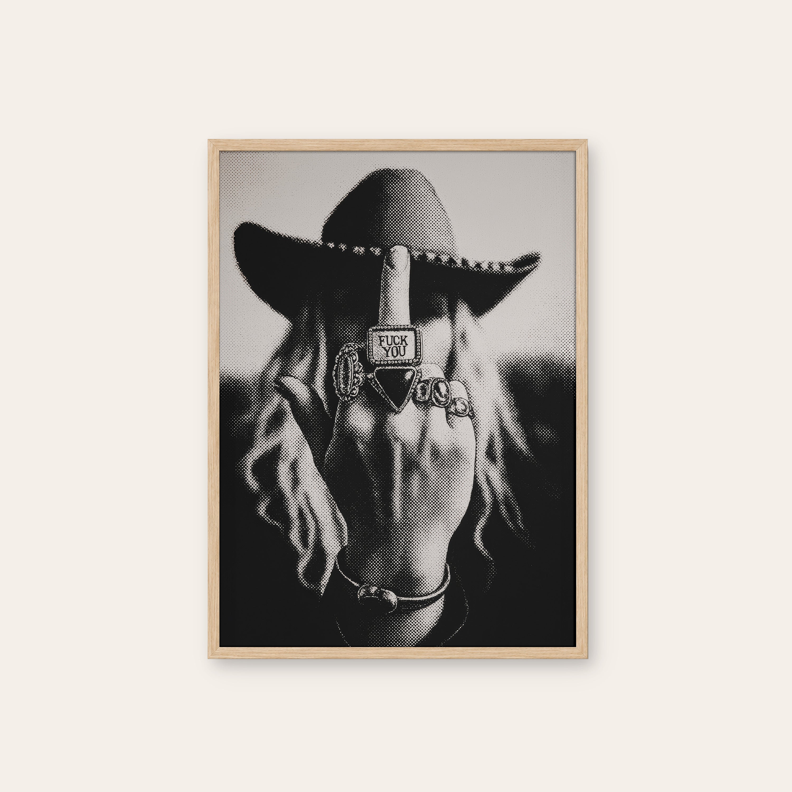 Desert Moonrise — Cactus Night Print – natural wood frame