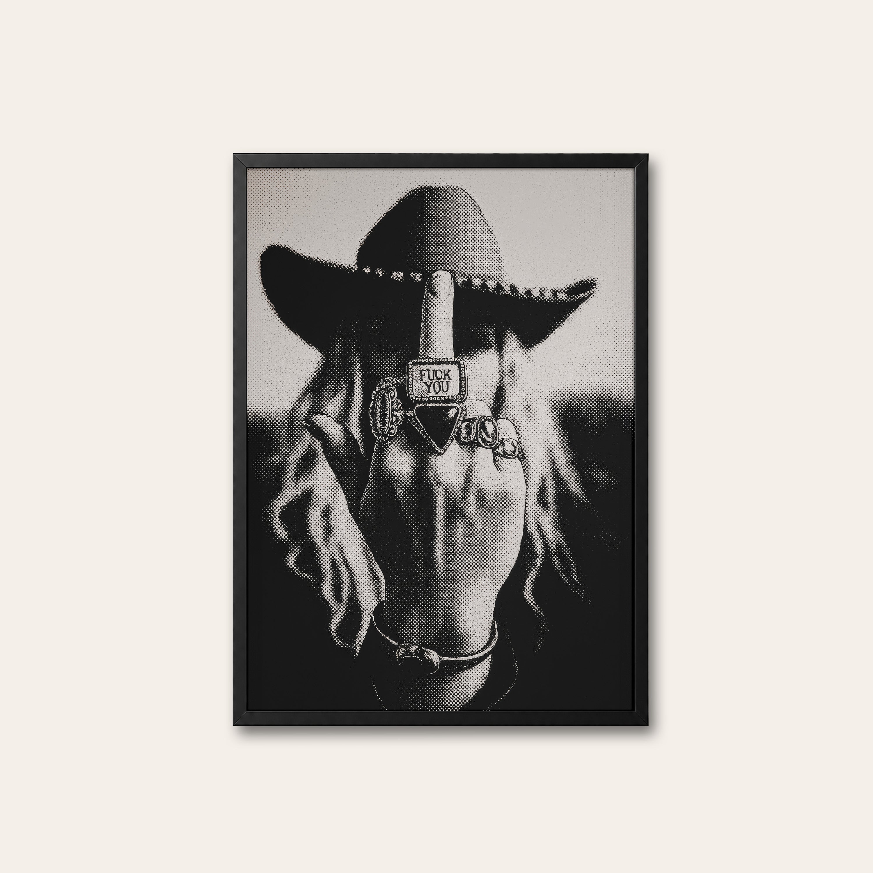 Desert Moonrise — Cactus Night Print – black frame